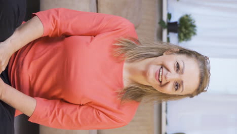 Vertical-video-of-Woman-making-positive-gesture-at-camera.